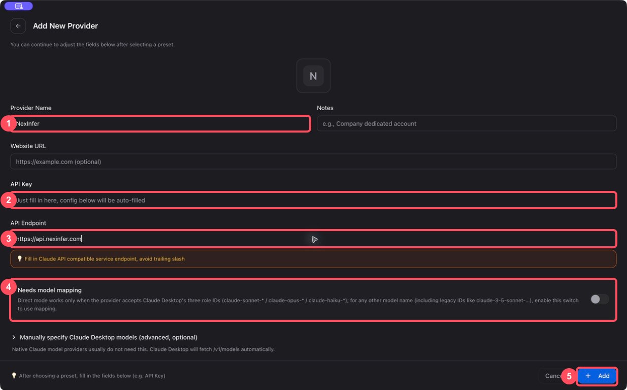 Steps to configure Relyven for Claude Desktop in CC Switch