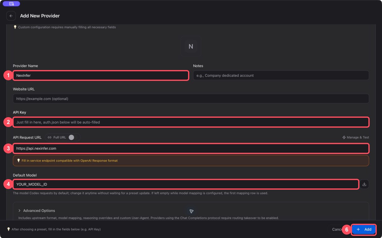 Steps to configure the Relyven Codex provider in CC Switch